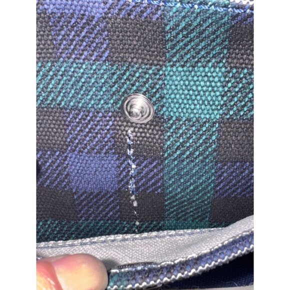 NEW Lands' End Canvas Zippered Wristlet Zippered Pouch Plaid Print - Picture 4 of 10